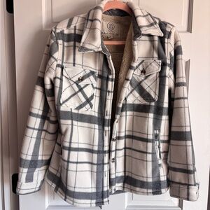 Gray Cream Plaid Shacket Size Medium | Cascade Collective Cozy Jacket